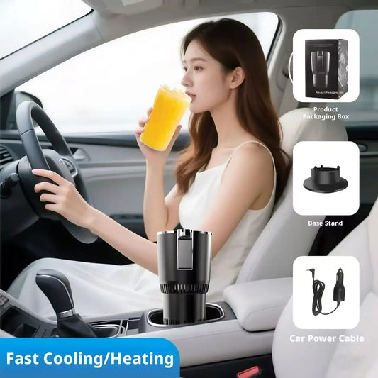 Smart 2-in-1 Hot Cold Car Cup Digital Display Automatic Heating Cooling Mug Portable Multi-use Beverage Cup Holder for Car