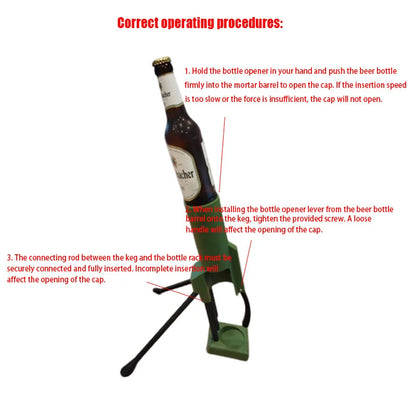 Beer Bottle Mortar Bottle Opener, 33/51mm Mortar Beer Bottle Opener Heavy-Duty Tactical Cap Launcher Hands-Free Push Down Opener