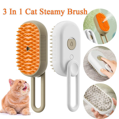 Electric Steam Hair Brushes for Pet Grooming, Cat Hair Comb, Steamy Brush, Massage