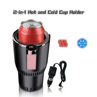 Smart 2-in-1 Hot Cold Car Cup Digital Display Automatic Heating Cooling Mug Portable Multi-use Beverage Cup Holder for Car